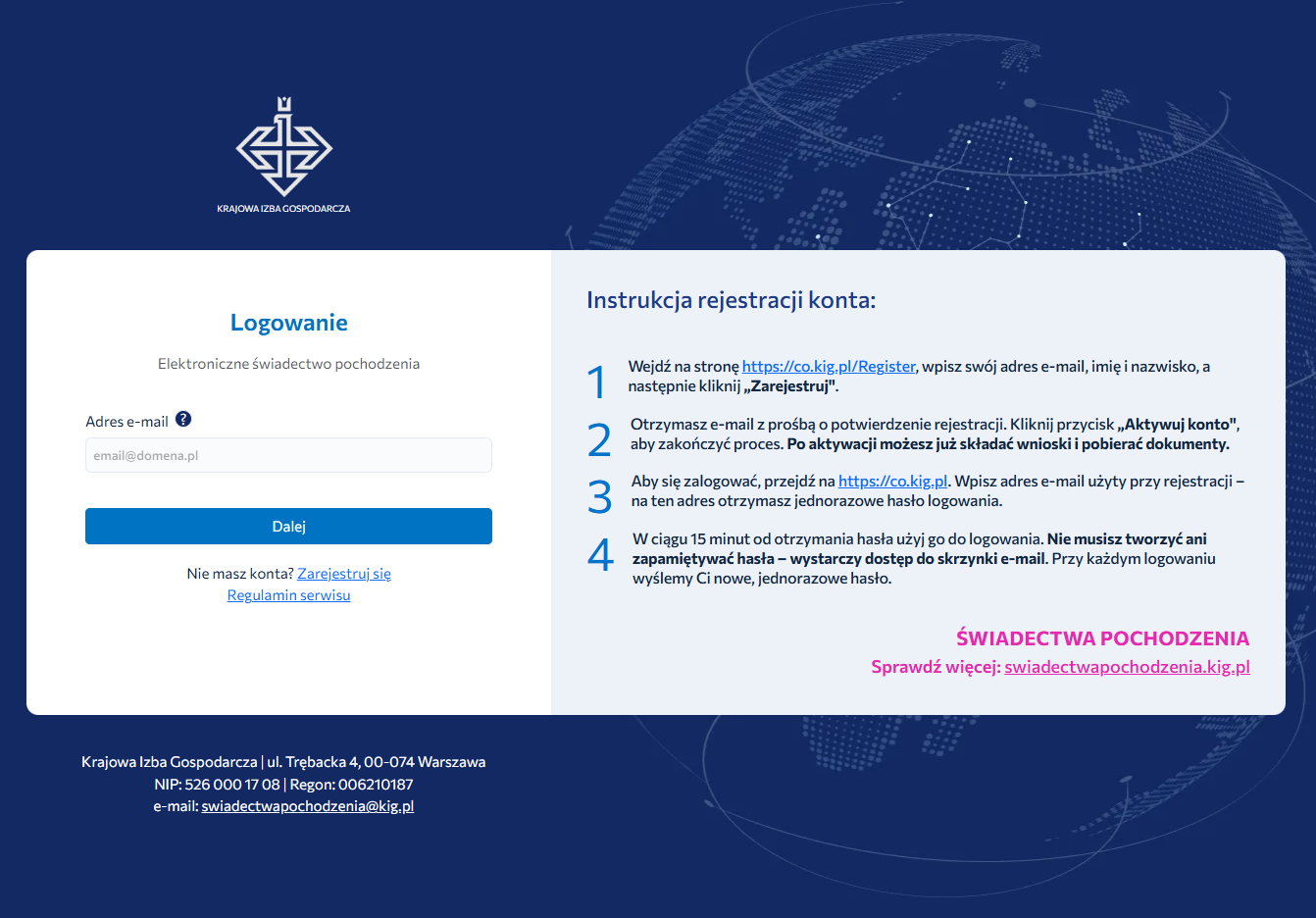 eCO - Strona logowania
